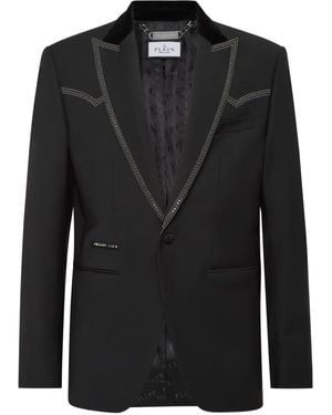 Philipp Plein Lord Fit Stud-Embellished Blazer - Black