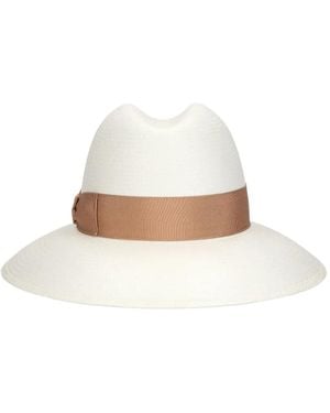Borsalino Claudette Panama Ribbon-Trim Hat - White
