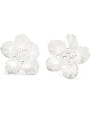 Self-Portrait Pearl Flower Earrings - White