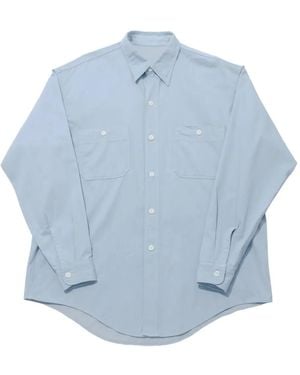 Kaptain Sunshine Camisa de manga larga con doble bolsillo - Azul