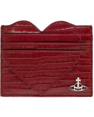 Vivienne Westwood Heart-Shaped Crocodile-Embossed Cardholder - Red