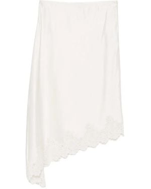 Sandro Lace-Trim Asymmetric Midi Skirt - White
