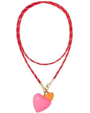 Roxanne Assoulin Happy Cord Heart-Pendant Necklace - Red