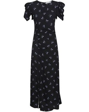 Mar De Margaritas Kristel Ruffled-Sleeves Print Dress - Black