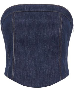 Brunello Cucinelli Denim Cropped Top - Blue
