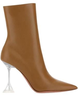 AMINA MUADDI 100Mm Giorgia Nappa Leather Pointed-Toe Ankle Boots - Brown