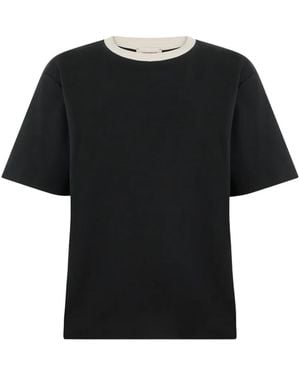 Weekend by Maxmara Camiseta Con Logo Y Ribete En Contraste - Negro