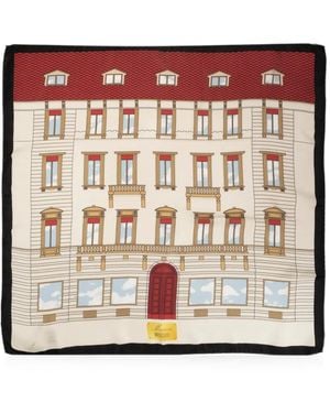Moschino Architectural-Print Silk Scarf - Natural