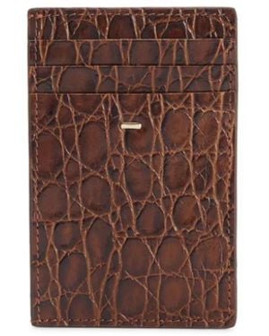 Giuseppe Zanotti Albert 2.0 Crocodile-Print Leather Card Holder - Brown