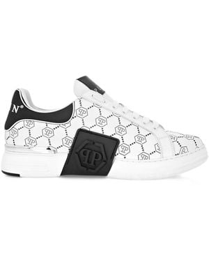 Philipp Plein Phantom Kicks Monogram-Pattern Low-Top Trainers - Metallic