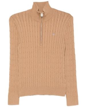 GANT Cable-Knit Half-Zip Jumper - Natural