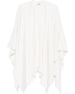 Fendi Monogram-Jacquard Fringed Poncho - White
