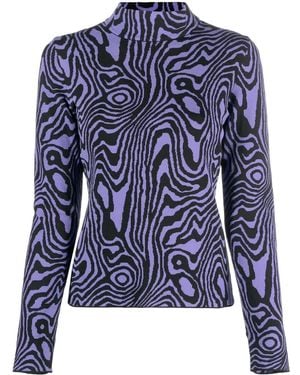 Moschino Graphic-Print Roll-Neck Jumper - Blue