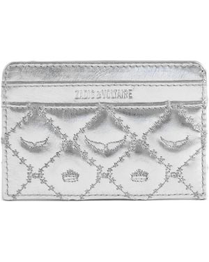 Zadig & Voltaire Quilted Leather Card Holder - Gray