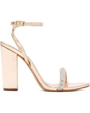 SCHUTZ SHOES 115Mm Crystal-Embellished Block-Heel Sandals - Natural