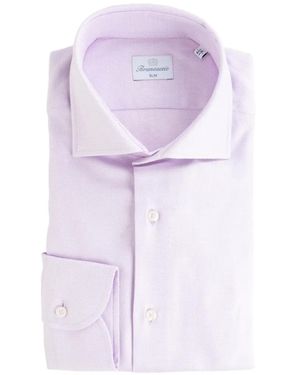 BRANCACCIO Textured Slim-Fit Shirt - Purple