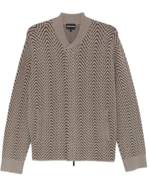 Emporio Armani Chevron-Knit Lightweight Jacket - Brown