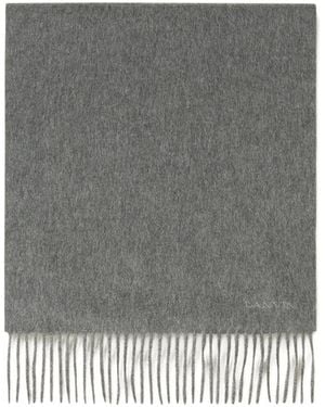 Lanvin Fringed Wool Scarf - Grey