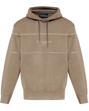 Emporio Armani Logo-Print Hoodie - Natural