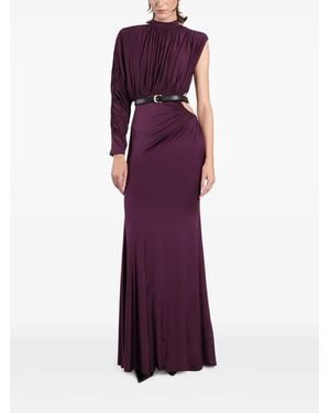 Self-Portrait Vestido Largo Drapeado - Morado