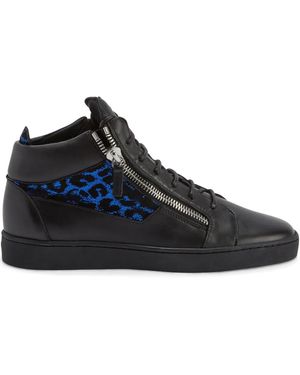 Giuseppe Zanotti Kriss Leather Mid-Top Trainers - Blue