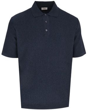 Agnona Jacquard Knitted Polo Shirt - Blue