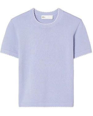 Tory Burch Wool Scalloped Top - Blue