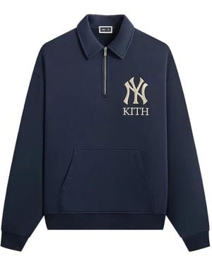 Kith X New York Yankees Sweatshirt mit Viertelreißverschluss - Blau
