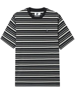 Izzue Striped Bear-Detail T-Shirt - Black