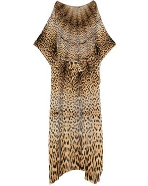 Roberto Cavalli Self-Tie Leopard-Print Dress - Metallic