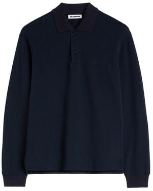 Jil Sander Monogram-Embroidered Polo Shirt - Blue