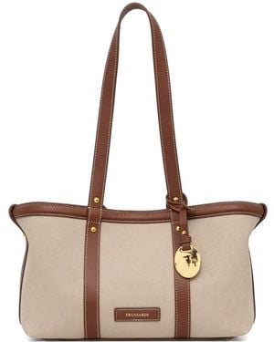 Trussardi Borsa A Spalla Elba Piccola Con Bordo A Contrasto - Neutro