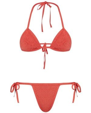 DSquared² Bikini En Crochet À Col Noué - Red