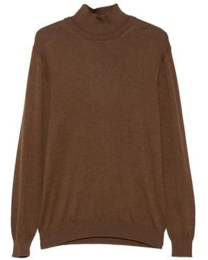 Costumein High-Neck Knitted Jumper - Brown