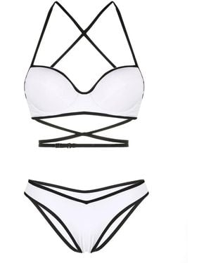 Noire Swimwear Crossover-Straps Balconette Bikini Set - White