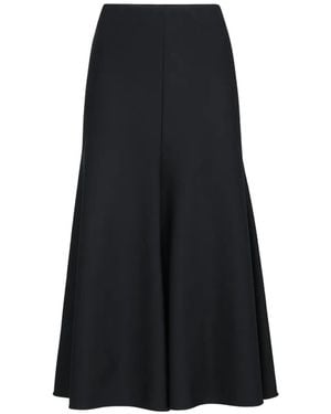 Brunello Cucinelli Comfort Twill Rok Van Scheerwol En Viscose Met Flared Zoom - Zwart