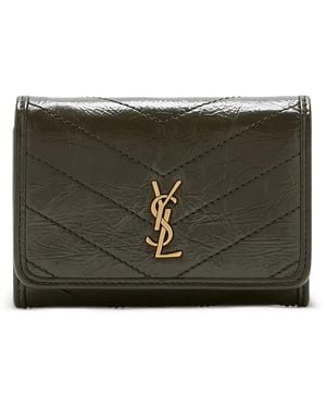 Saint Laurent Niki Slim Tri-Fold Quilted Wallet - Gray