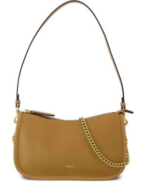 COACH Braune Leder-Crossbody-Tasche - Mettallic