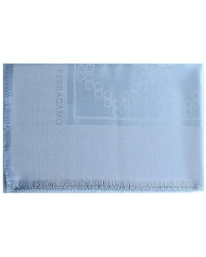 Ferragamo Fringed logo scarf - Azul