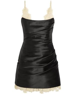 De La Vali Kasai Lace-Trim Draped Mini Dress - Black