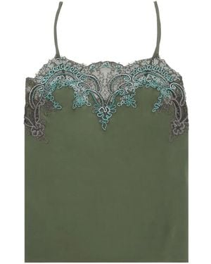 Fortela Brianne Lace-Trimmed Sleeveless Blouse - Green