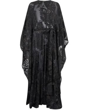Roberto Cavalli Gemustertes Maxikleid Mit V-Ausschnitt - Schwarz