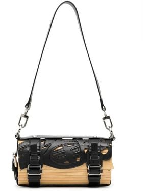 Feng Chen Wang Bolso de hombro de bambú con logo estampado - Negro