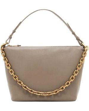 Emporio Armani Medium Hobo Leather Tote Bag - Gray