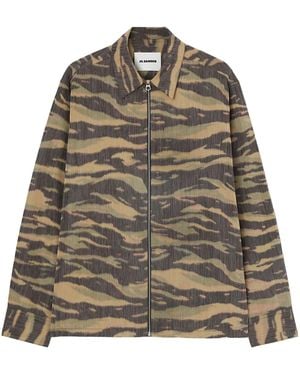 Jil Sander Printed Zip-Up Overshirt - Brown