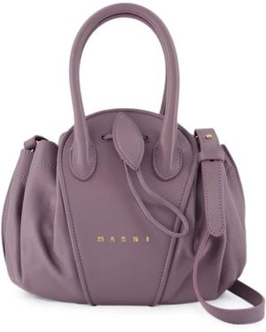 Marni Tulipea Leather Tote Bag - Purple