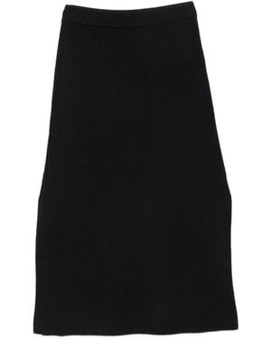 A.P.C. Ribbed-Knit Side-Slit Midi Skirt - Black