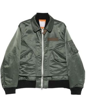 Sacai Layered Zip-Fastening Jacket - Green