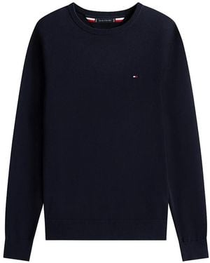 Tommy Hilfiger Embroidered-Logo Crew-Neck Sweater - Blue