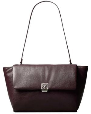 Calvin Klein Bolso De Hombro Plegable Con Placa Del Logo - Blanco